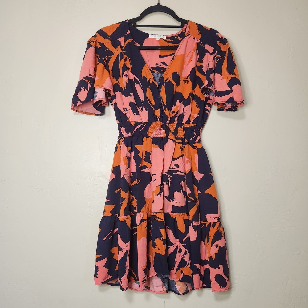 Anthropologie Abel The Label Floral V-neck Mini Dress Size Medium